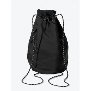 Victoria's Secret PINK Drawstring Bag Backpack Carry On Adjustable Mesh Black